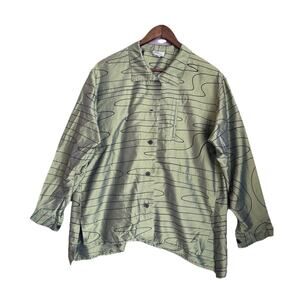 Vintage Kay Chapman 100% Silk Green Abstract Pr Boho Top Ethereal Fairy Coquette